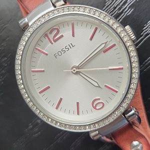 Fossil ES3468 ⌚️ Pink Leather Watch